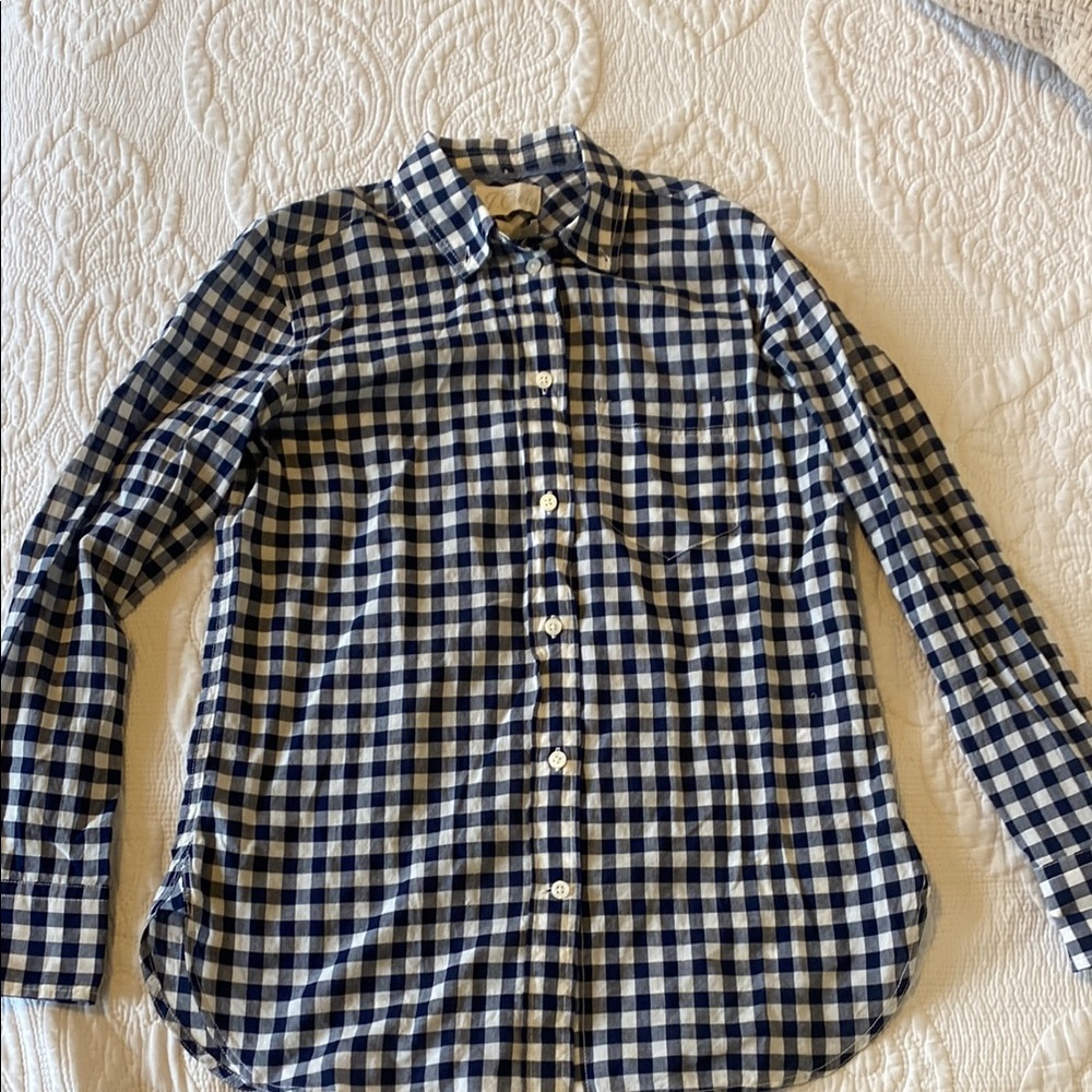 J. Crew Blue and White Casual Button Down Shirt - Picture 3 of 8